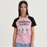 マルチーズアーカイブラグランハーフスリーブTシャツ