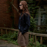 Wool 100% Flower Cardigan_Navy