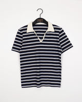 Mophol ウェスタンストライプPKカラー半袖Tシャツ