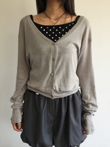Bone Silk V Cardigan (2color)