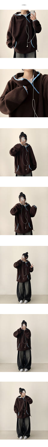  Faure diagonal zipper color scheme line overfit fleece hood