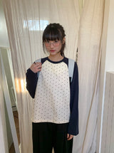 26SS★ [BAONHAUS] ケトゥンドットカラーマッチングラグランTシャツ