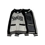 ベアカラーニットジップアップ