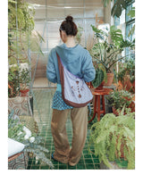 UnsocialNight original literary retro versatile カジュアル イラストプリントワンショルダークロスボディバッグ for women