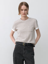 (T-6992)STRIPE POCKET SLIM TEE