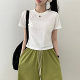 Dojo Basic Label Plain Crop Short Sleeve T-Shirt