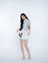 ASYMMETRIC STRIPE SHIRTS [WHITE]