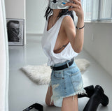 Deep U-neck Unisex Loose Fit Sleeveless