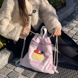 プディング ピンクストリングバックパック