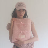 Fur RIbbon notebook pouch_pink