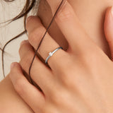 Glam Minimal Line Stone 925 Silver + Rhodium Plating Adjustable Size Ring R037-01H