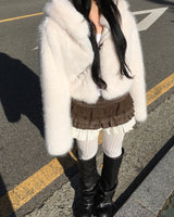 パンプキンチェックレースミニスカート