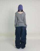 Zelda Double Pocket String Wide Denim Pants