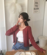[MADE] ジブリ、ストライプクロップドカーディガン