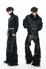 Faux Fur Croc Zip Pants