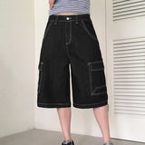 Topa Y2K Back Embroidery Bermuda Half-Length Denim Pants