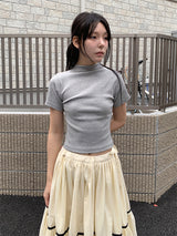 リブハーフネックTシャツ (4C)
