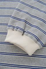 a light striped sweatshirt, grey