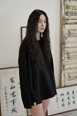HEAVY-TERRY BALLOON SWEAT BOX TEE (Black)