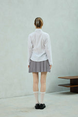 LOWELL SLIM FIT STRIPE SHIRRLING SHIRT / WHITE