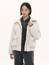 WRINCKLE COLLAR IVORY JUMPER JACKET