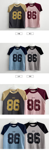 インフォカラーラグランナンバーショートスリーブTシャツ