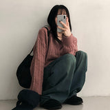 Tied V-neck twisted knitwear