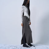 TWIST DRAPE LONG SLEEVE TOP (WHITE)