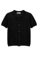 Diamond Knit Fitted Short Sleeve Cardigan
