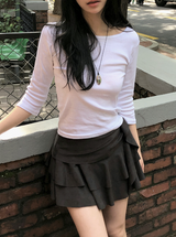 Basic Cotton Three Quarter Sleeve T-shirt (5color)