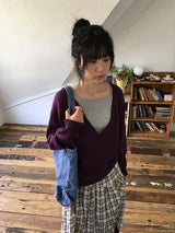 ノエル ヴィンテージ チェック バンディング ロングスカート