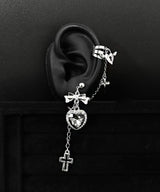 Black Heart Lock Earrings&Ear Cuffs 1PC