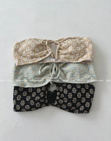 Flower embroidered tube top bikini
