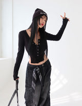 [UNISEX] シルバーカーゴバックバンドデニムワイドパンツ