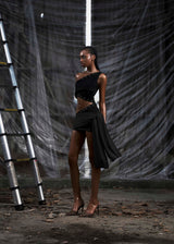 ノーン ワンショルダーカットアウトラップドヒップスドレス