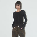 3-Way Button Layered Long Sleeve (Black) F25QB079