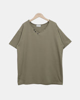 ナドゥン ヘンリーネック Vネック ショートスリーブ Tシャツ