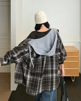 [ORIGINAL] Plain Hooded Check Shirt