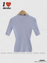 ハーフタートルネックスリムラインニットウェアTシャツ