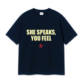 SHE LETTERING OVER FIT T-HISRT (3color)