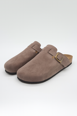 Boston Suede Buckle Slides (3c)
