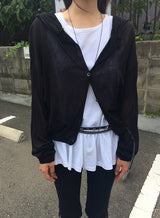 Hobin See-Through Knit Hood Cardigan