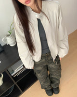 Pimme Military カモポケットカーゴブーツカットコットンロングパンツ