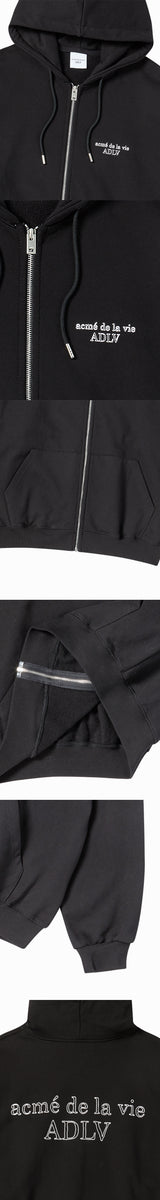 25FW BORDER LINE BASIC LOGO HOODIE ZIP UP BLACK