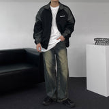 GJ5096 Biker incision wide denim (2 colors)