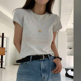 [BELLIDE MADE] Daily Label Semi-Cropped Short-Sleeved T-Shirt