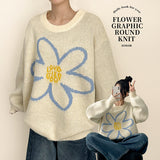 モドビッグフラワーグラフィックブラッシュオーバーフィットニット
