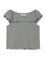 RUFFLE FLOWER BLOUSE(GREY)