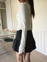 フリルミニストライプスカートパンツ