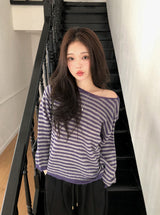 #Lumia Border One Shoulder Loose Knit (4color)